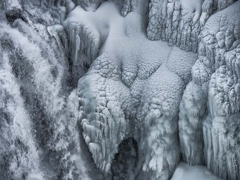 Frozen water fall on the south side of Gullfoss’s t
Last tier of its falls.